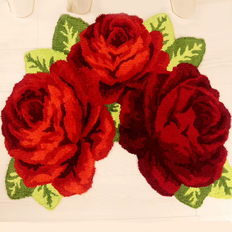 Tapis de sol capitonné en forme de Rose, forte Absorption d'eau, antidérapant, pour salon, chambre à