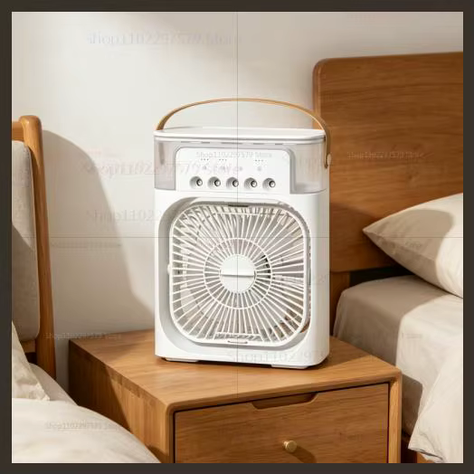Ventilateur 3-en-1 : Climatiseur, Mini Refroidisseur d'Air Domestique, Lumière Nocturne LED, Humidif