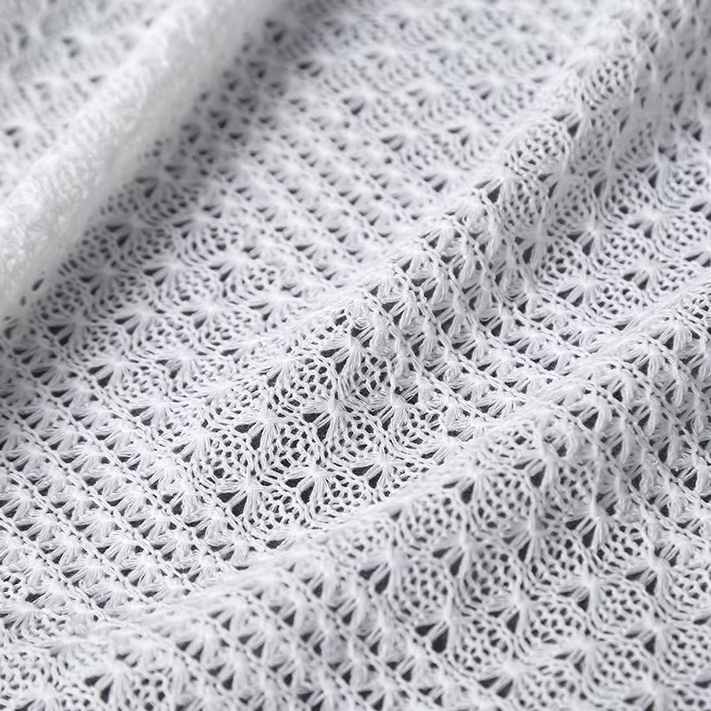 Tissu en maille au Crochet ajouré, matériel en filet tricoté pour bricolage, couture, hauts courts S