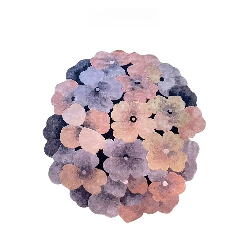 Tapis irrégulier style français pour chambre à coucher, motif floral, tapis moelleux et doux pour sa