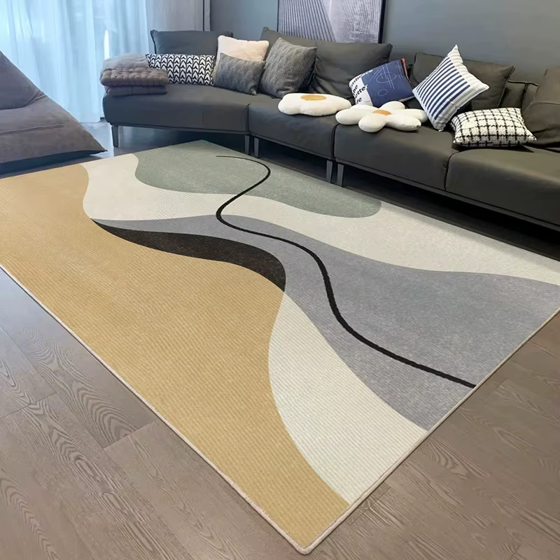 Tapis géométrique Ins Wind pour salon, chambre à coucher, antidérapant, résistant à l'usure, style n