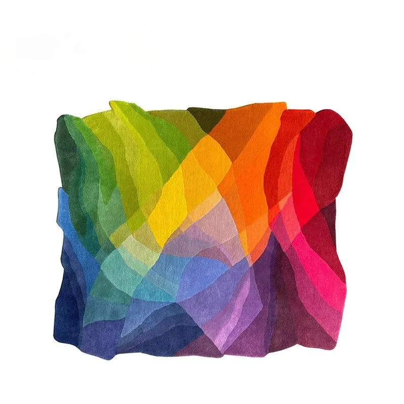 Tapis de luxe pour salon, décor de chambre à coucher Dopamine, irrégulier, créatif, coloré, tapis de