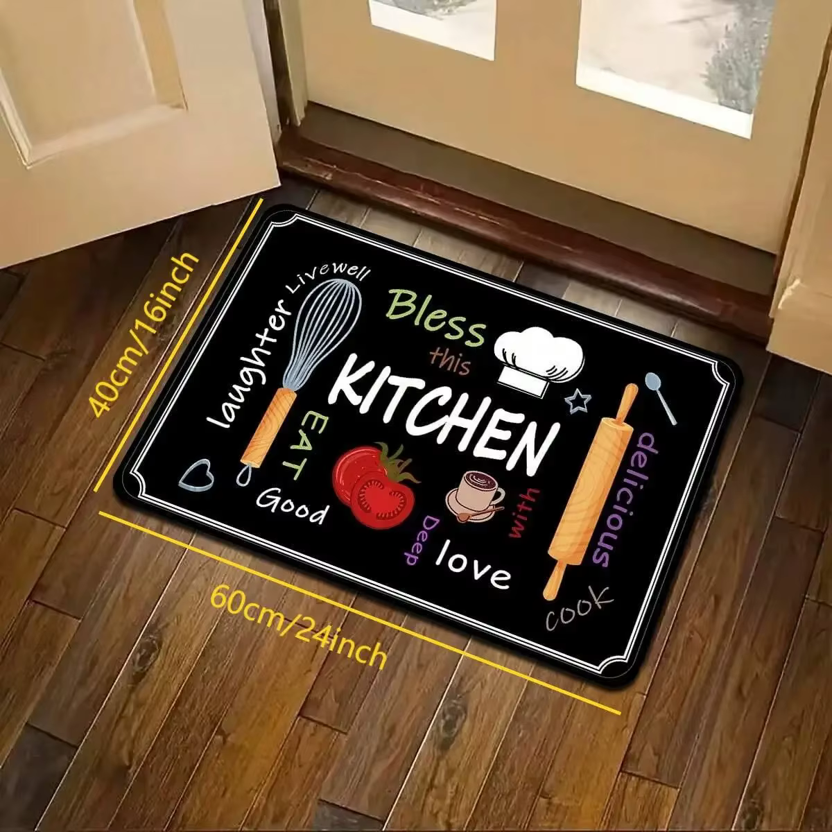 VIKAMA Tapis de sol imprimés de cuisine, durables et résistants à l'usure, tapis de sol de cuisine d