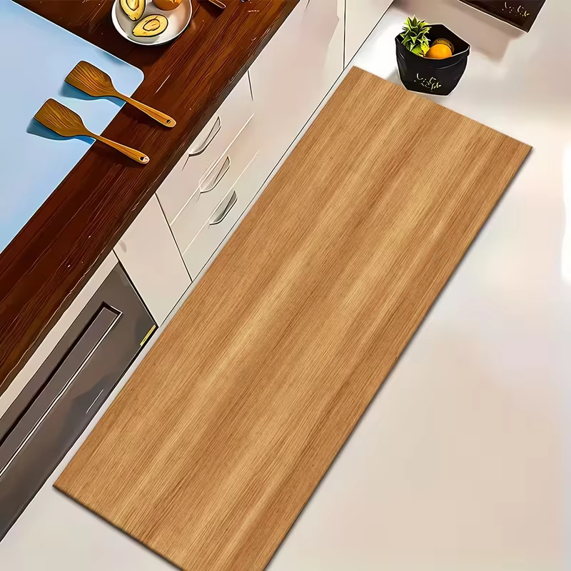 Tapis de couloir rustique à motif bois, tapis de cuisine moderne à motif chêne, tapis d'entrée durab