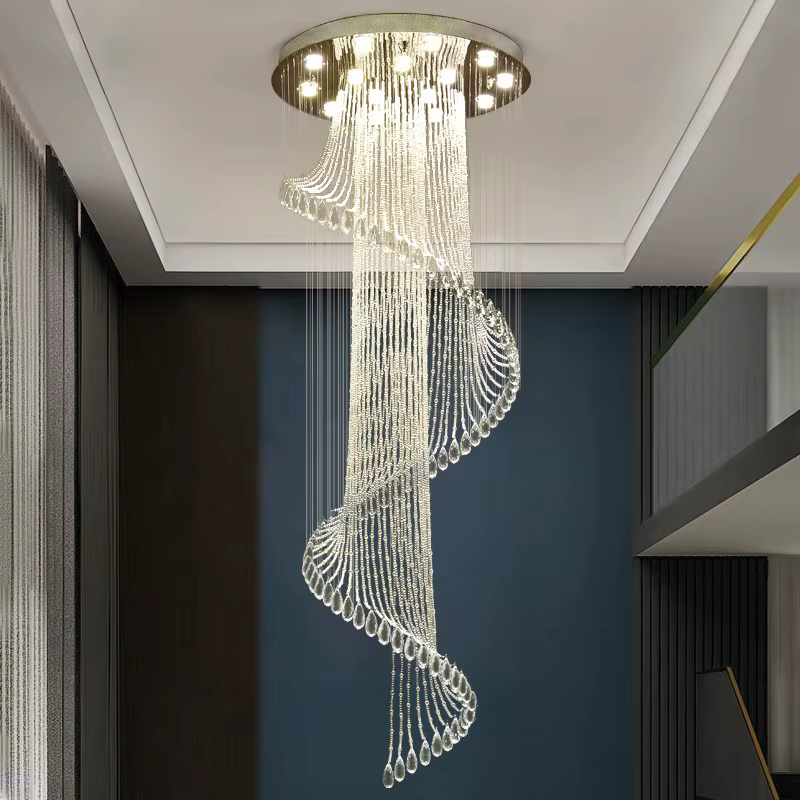Lustre Rotatif Rond et Minimaliste en Clip, Lampe Longue Ajourée, Villa, Hôtel de Luxe, Escalier, Du