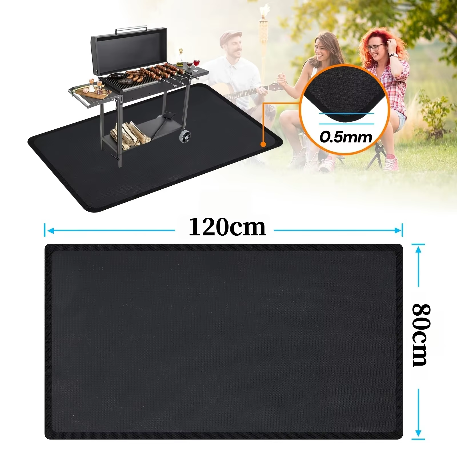 Tapis ignifuge pour barbecue extérieur, tapis pour foyer, tapis de protection pour pelouse de patio/