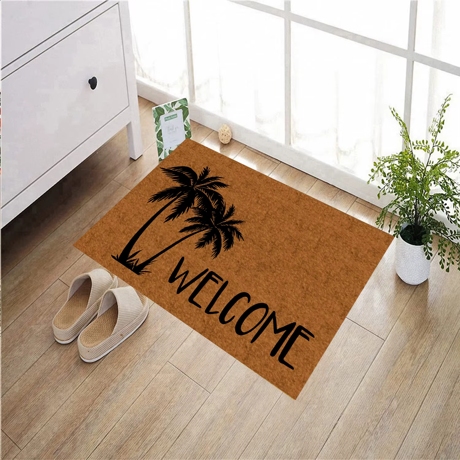 Paillasson en caoutchouc avec cocotier, pour salle de bain, cuisine, jardin, porte de Garage, tapis