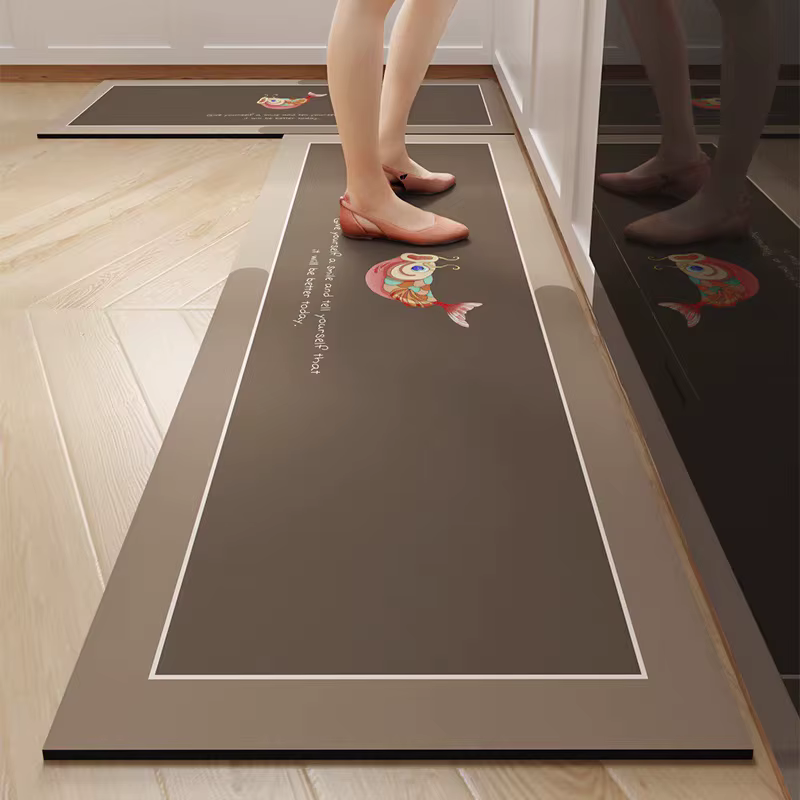 Tapis de cuisine VIKAMA 2026 Nouveau Modèle Antidérapant, Absorbant l'huile, Lavable, Non-séchant, A