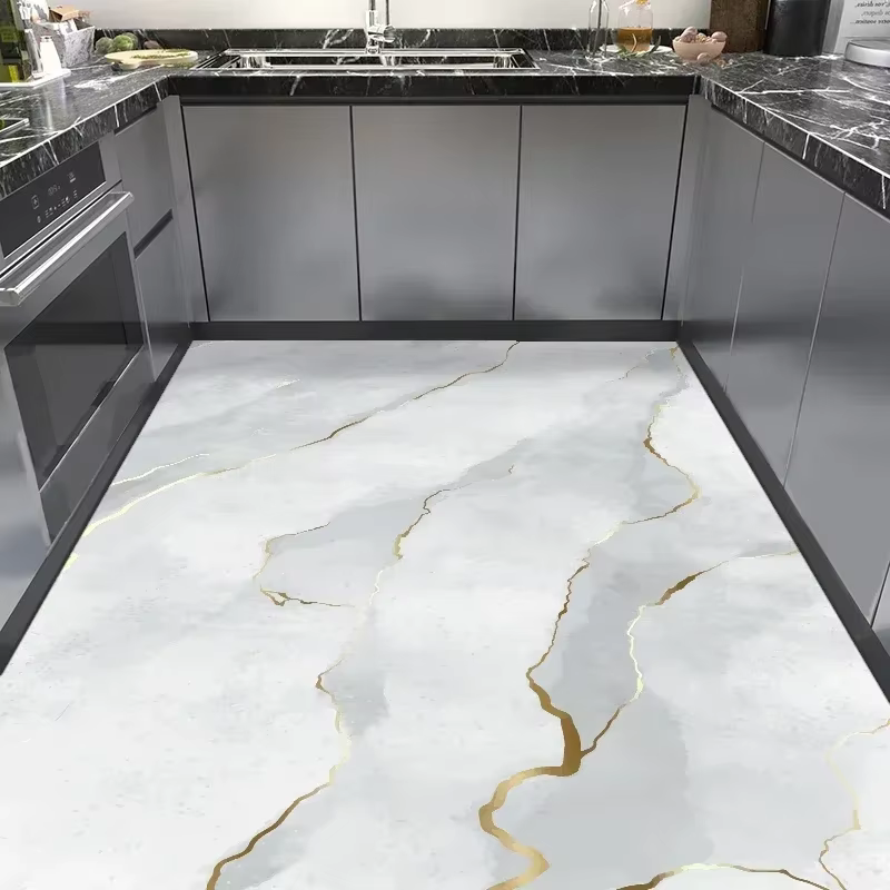 Grand tapis de sol de cuisine en cuir Pvc, imperméable, antidérapant, résistant à l'huile, Imitation