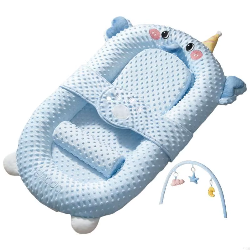 Baby Sleep Bed Nest Lounger pour 0-1y Confortable Crib amovible avec rack jouets A2UB