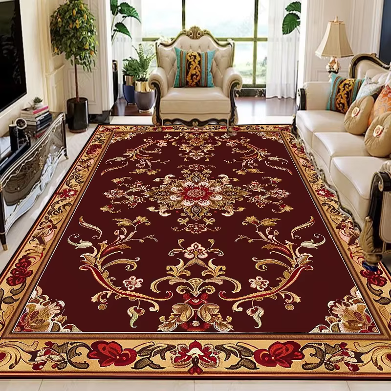 Grand tapis à fleurs rétro européen pour salon, décoration de luxe, 200x300 cm, antidérapant, pour c