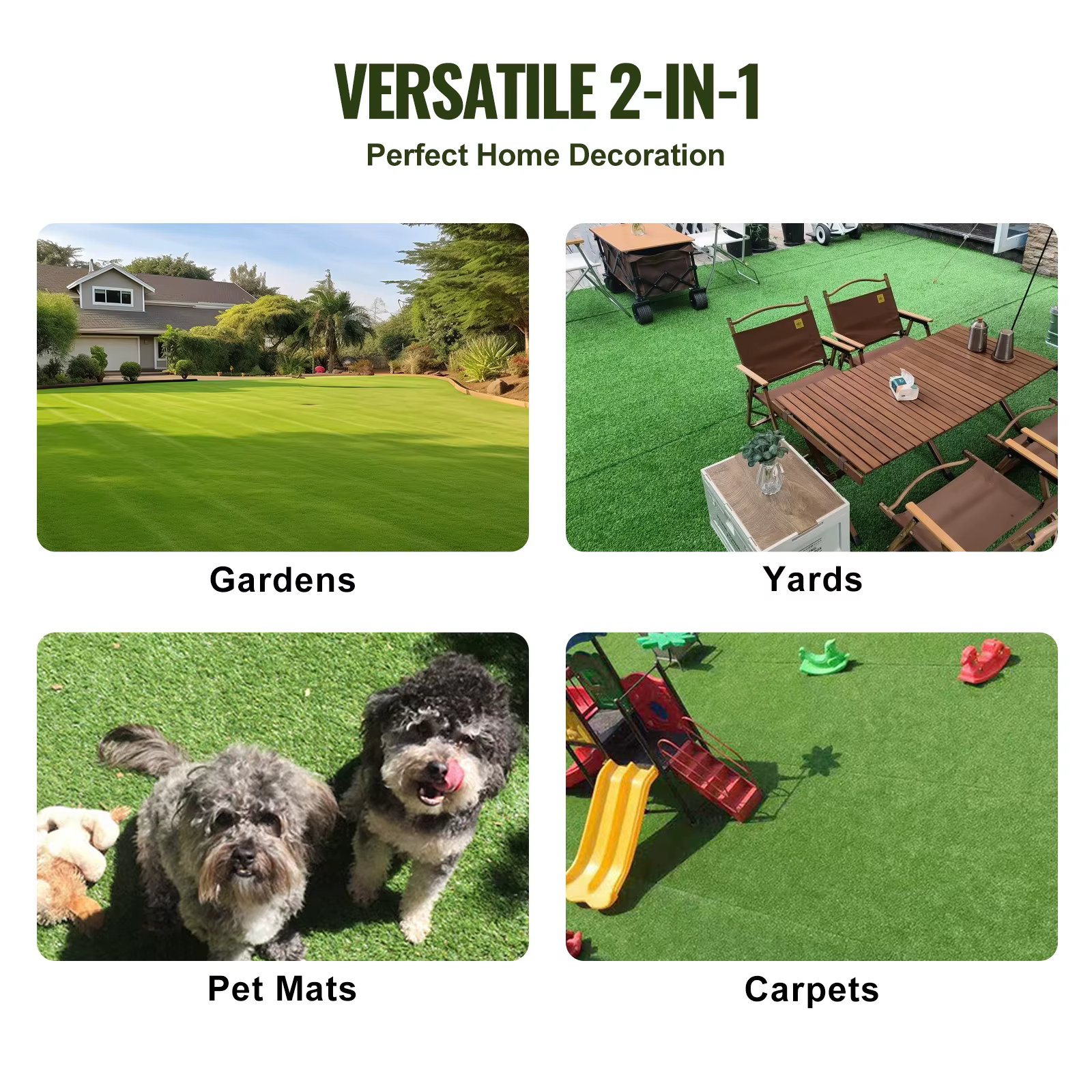 SucceBuy Tapis d'herbe artificielle Gazon vert 1.38/1.57" Faux tapis de porte Décoration extérieure 