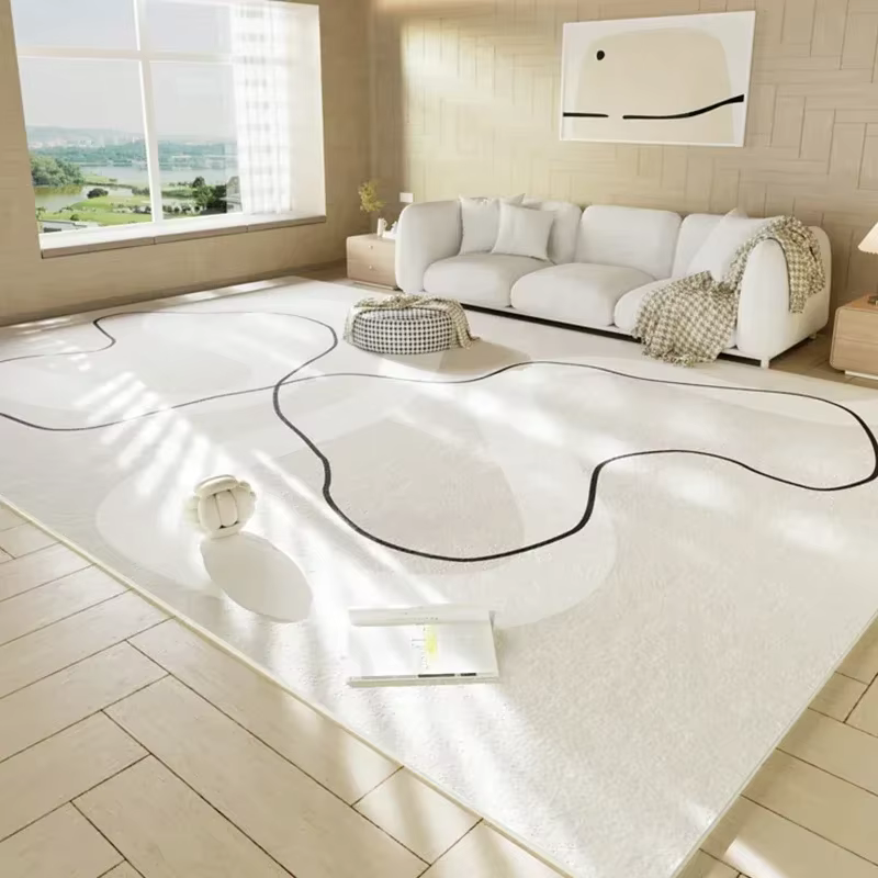 Tapis japonais en peluche doux et moelleux, tapis simple pour salon, maison, polymères non ald lavab