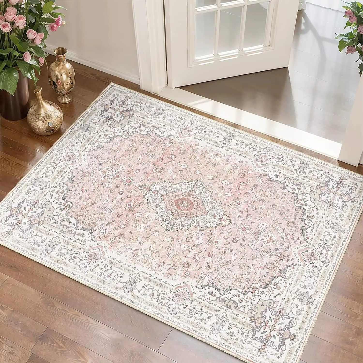 Paillasson d'entrée rétro persan, imprimé Floral, doux et Durable, décoration de maison, salon, cham