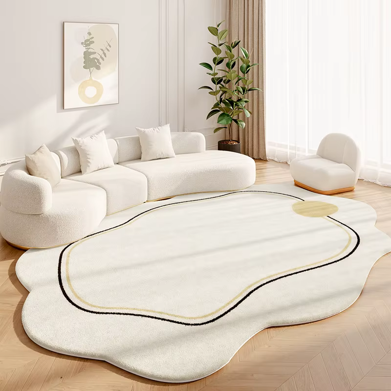 Tapis de sol de Style crème pour chambre à coucher, tapis d'étude doux et moelleux, formes irréguliè