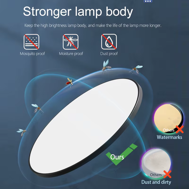 Plafonniers LED intelligents 50W 80W télécommande App Dimmable résistant à la poussière et à l'humid