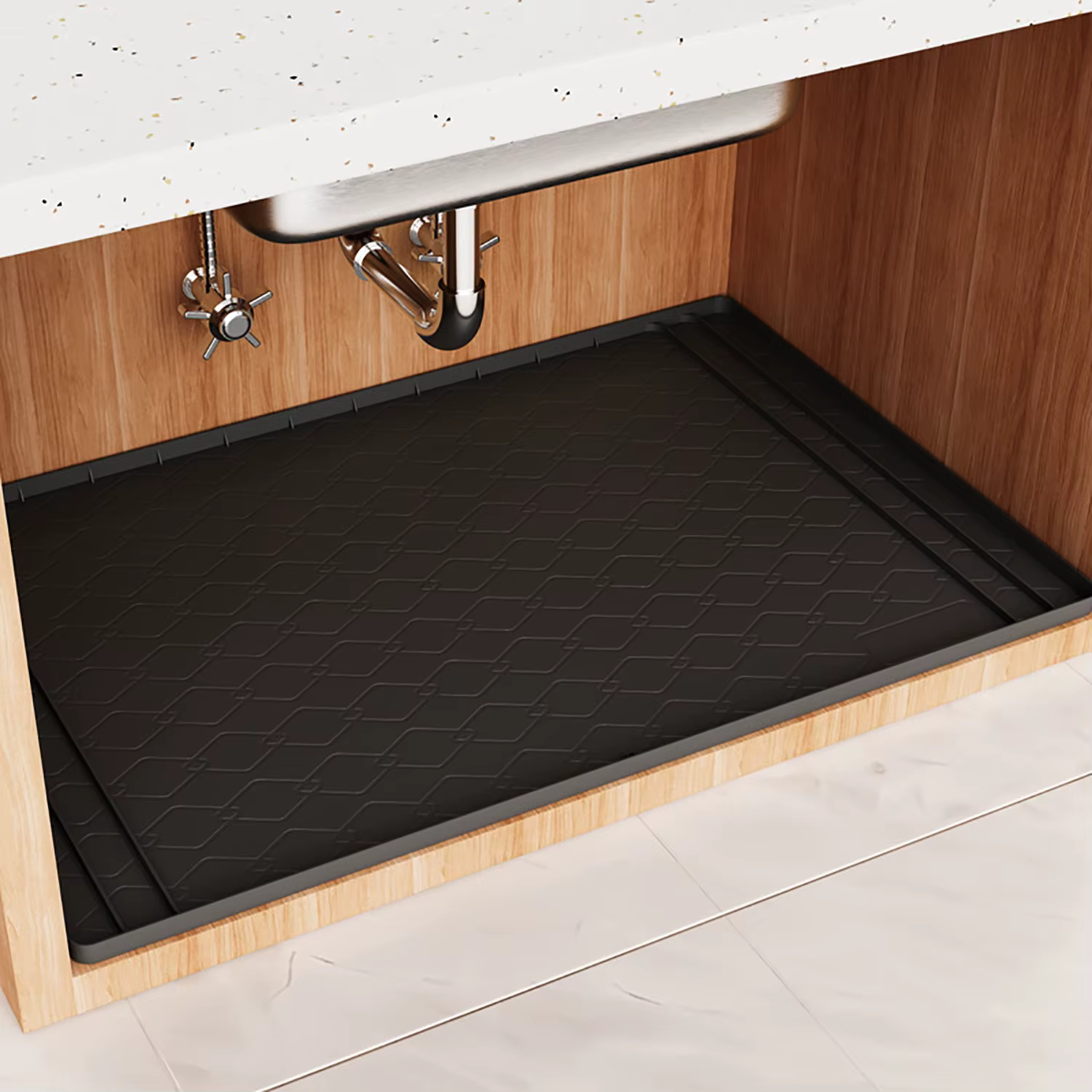 Tapis d'évier de cuisine, revêtement imperméable pour meuble sous évier, tapis sous évier pour cuisi
