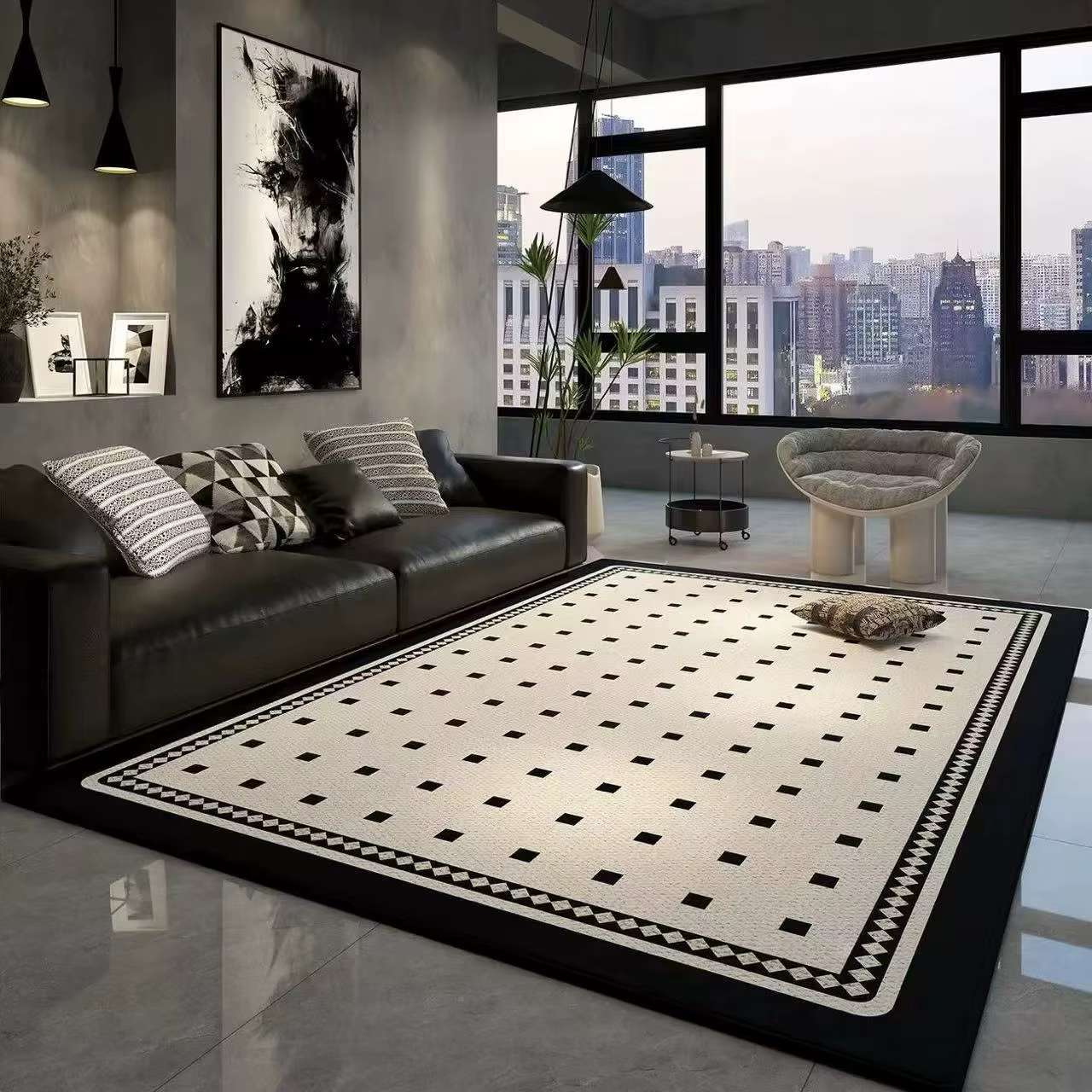 Grands tapis géométriques de luxe légers, pour salon, décoration moderne, maison, chambre à coucher,