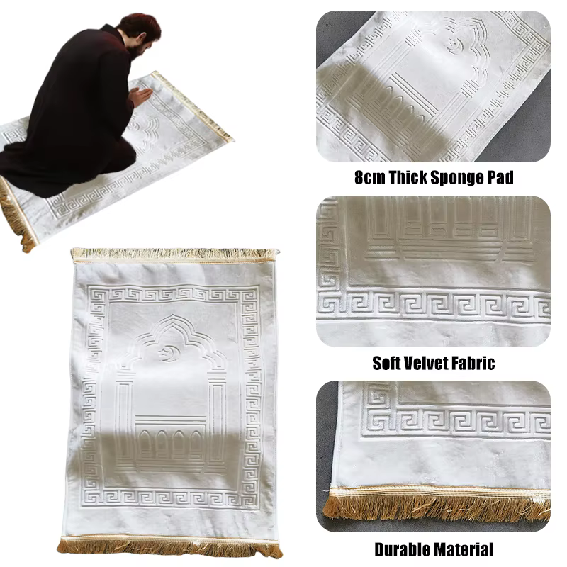 Tapis de prière musulman vintage à motif, avec pompons, 70*110cm, pour salon islamique, simple