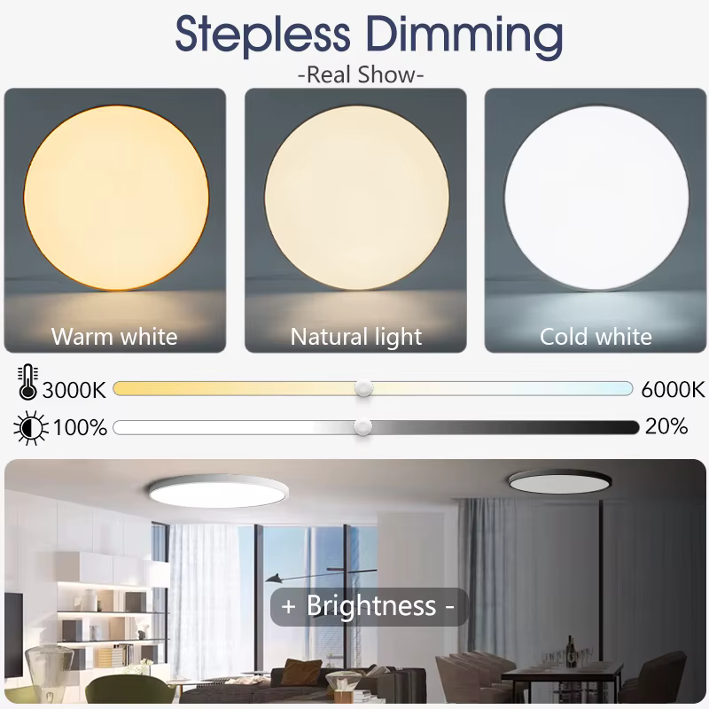Plafonniers LED intelligents 50W 80W télécommande App Dimmable résistant à la poussière et à l'humid