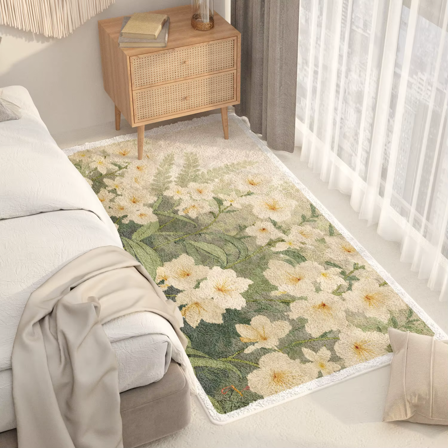 Ins Style tapis pour chambre lumière luxe salon décoration tapis épais lavable chevet tapis de sol m