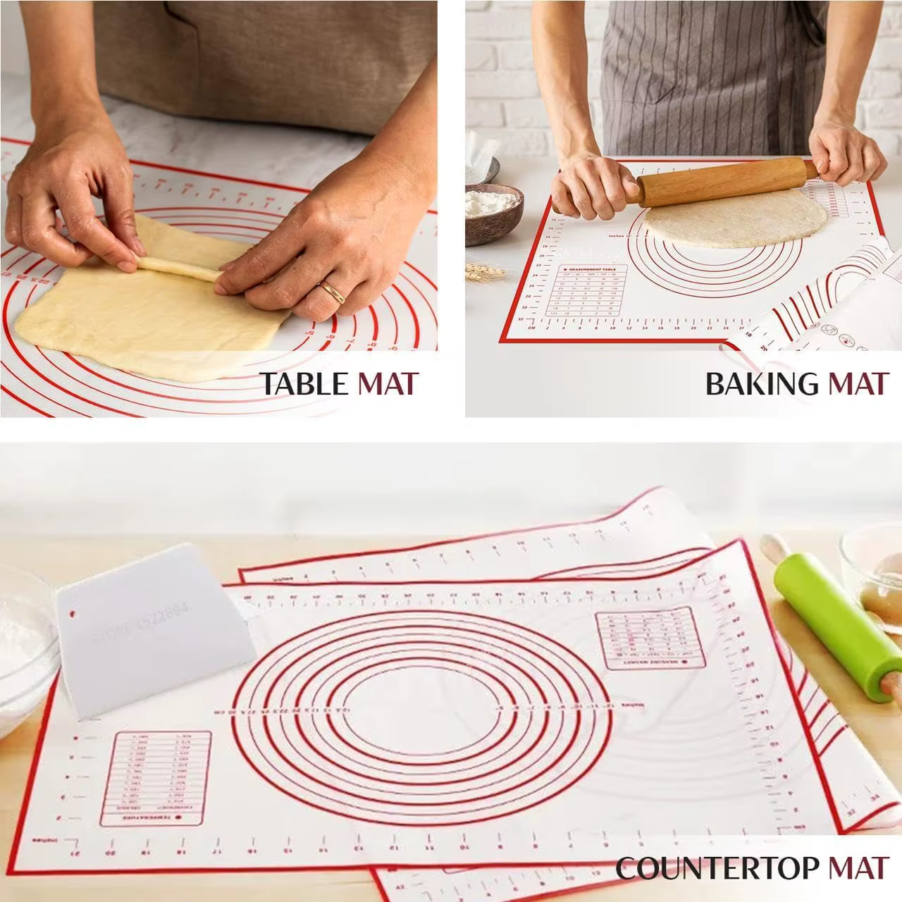 BUYYES 1 pièces tapis de cuisson en Silicone tapis de pétrissage tapis de pâte Pizza gâteau pâte fab