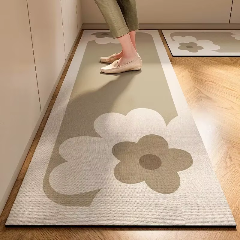 Tapis de sol en boue de diatomite de cuisine douce de style japonais, tapis super antidérapant, supe