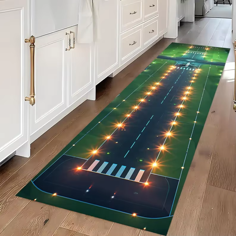 Tapis de piste néon pour enfants, tapis de jeu d'avion, tapis de décoration pour chambre à coucher, 