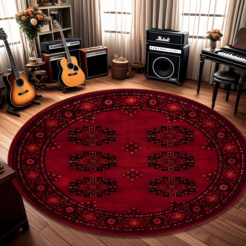 Tapis rond ethnique persan rétro moderne et simple, antidérapant, résistant à l'usure, doux, insonor