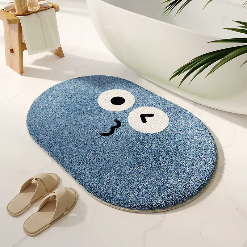 Tapis de sol drôle de dessin animé, imitation cachemire, absorbant, pour salle de bain, épais, sécha
