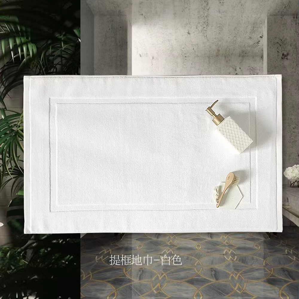 Serviette de sol blanche épaisse Jacquard SPA, tapis de salle de bain, hôtel, maison, gris, 100% cot