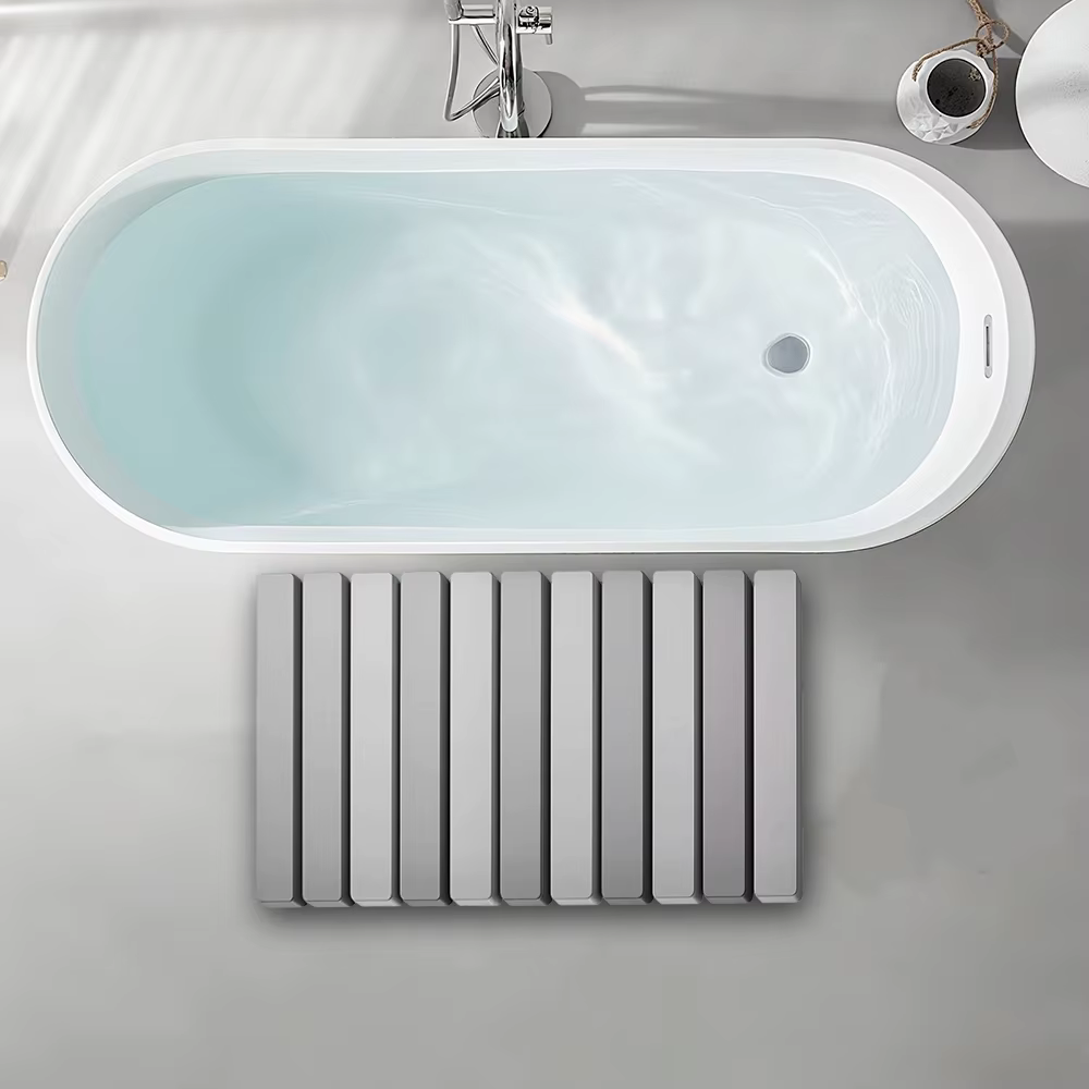 Tapis de bain en pierre pliable, tapis de terre diatomée super absorbant, tapis de douche de salle d