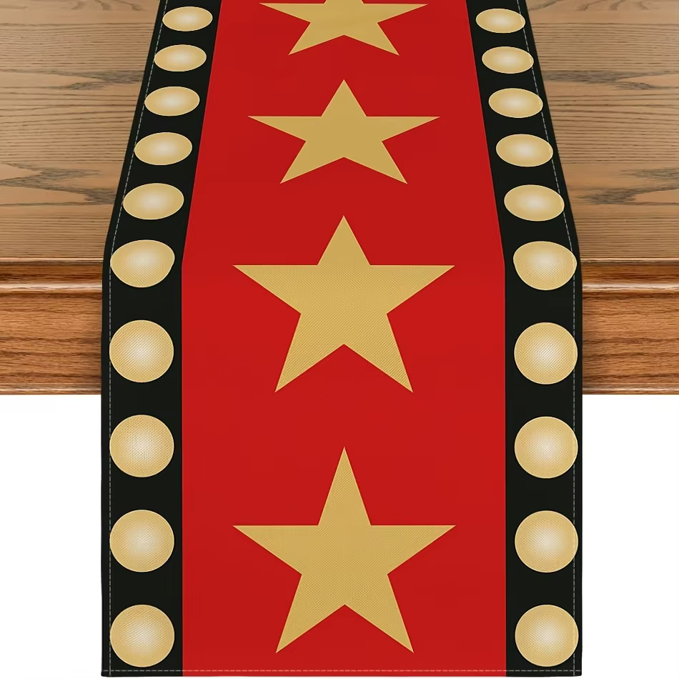 Chemin de Table étoile dorée rouge de nuit de film-tapis rouge multi-tailles décor de fête à la mais
