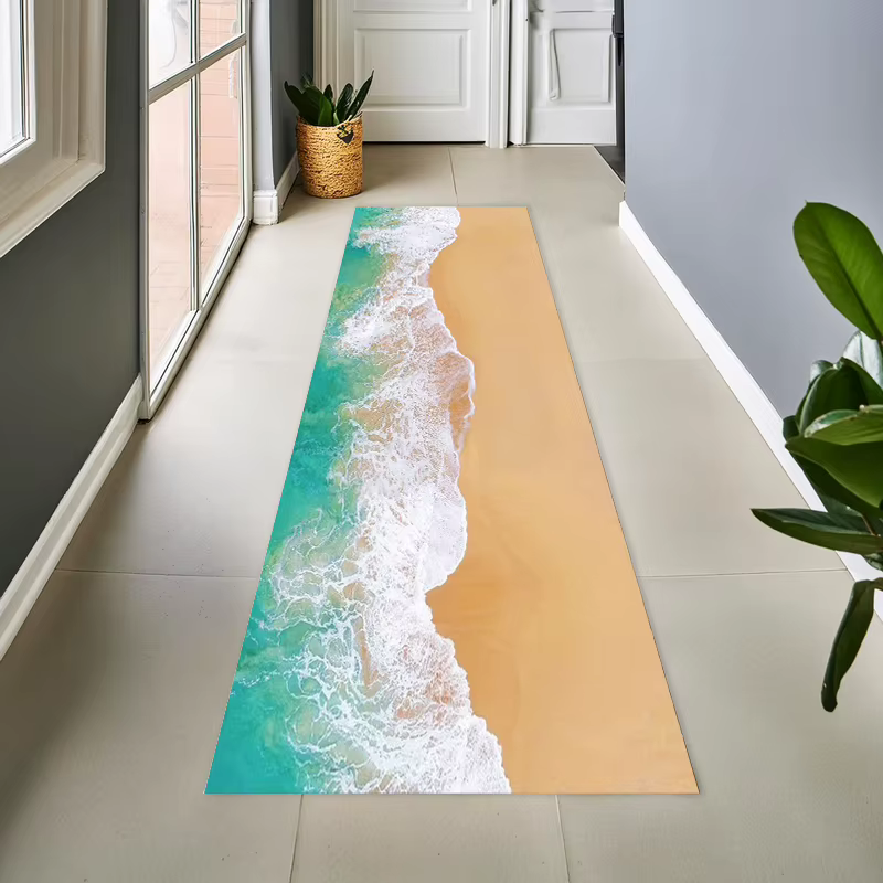 Tapis de couloir Ocean Beach Runner, tapis de plage à motif de vagues, tapis de bord de mer antidéra