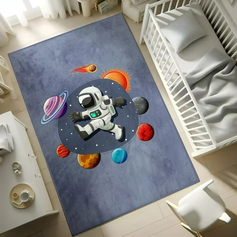 Tapis d'astronaute de l'univers de dessin animé, pour salon, canapé, tapis de jeu pour enfants, cham