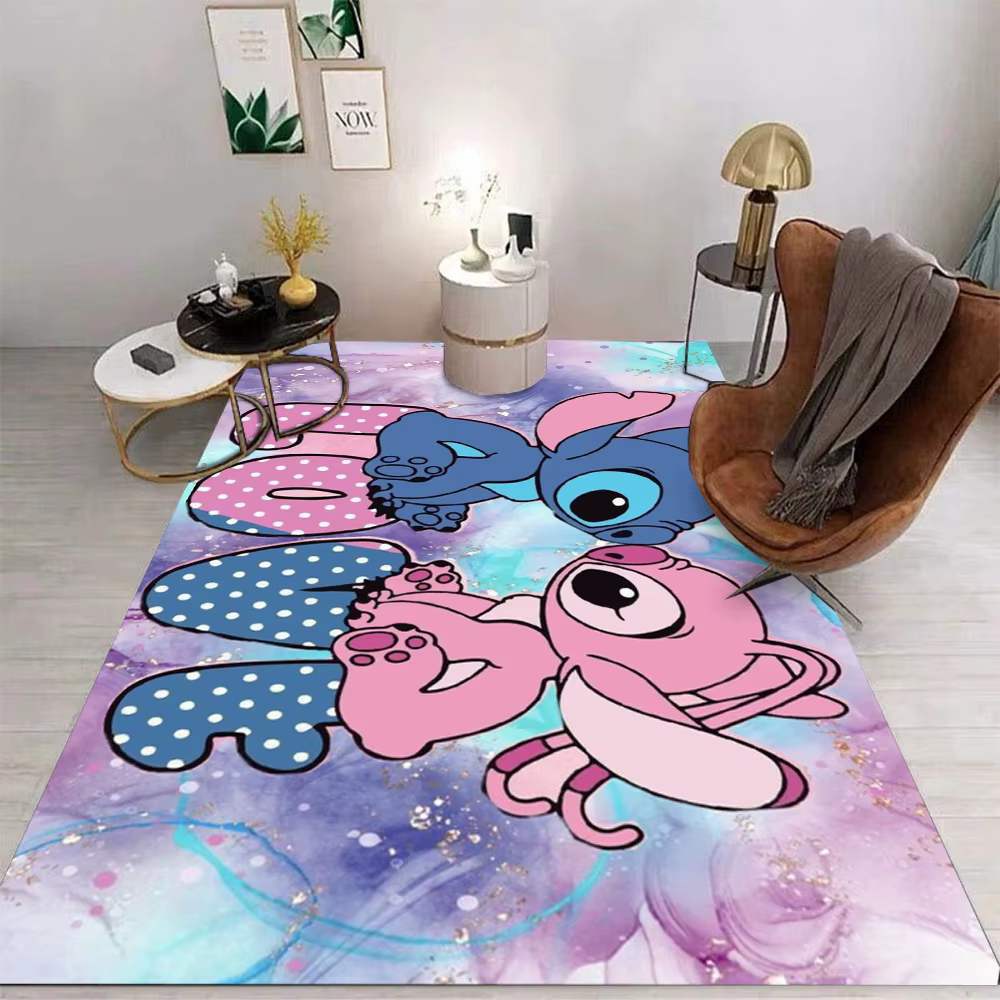 Tapis Disney Stitch et Angel Kawaii, tapis de jeu doux et antidérapant pour enfants, décoration de s