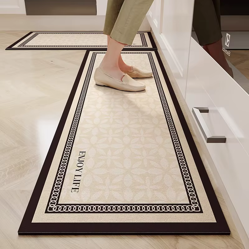Tapis de cuisine VIKAMA en velours cristal, simple, pour buanderie, salle à manger, imperméable et r