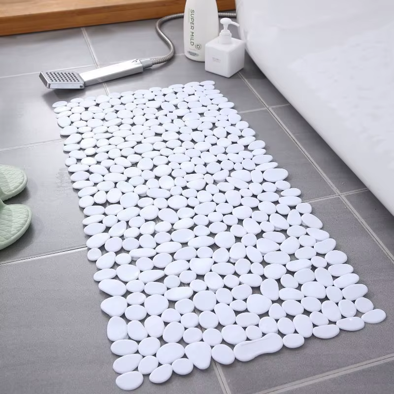 Tapis de bain extra long en forme de galet, 16x39,4 pouces (40x100 cm), antidérapant avec ventouses,