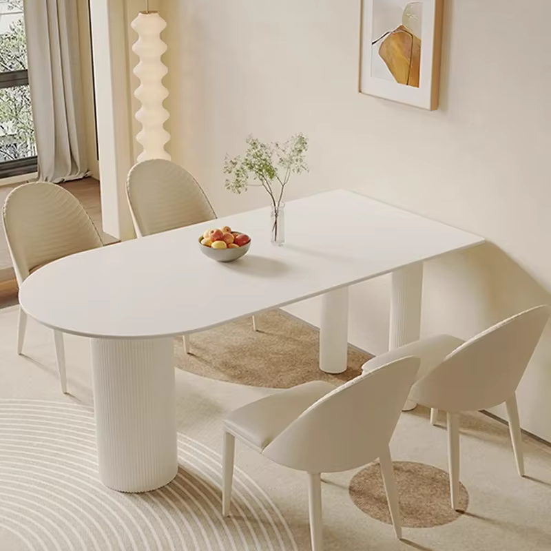 Table à manger moderne De luxe blanc nordique Vintage demi-cercle Table à manger étanche italie Conj