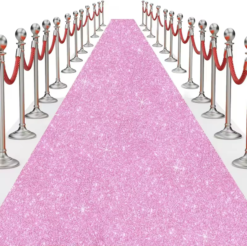 Tapis de fête rose scintillant, tissu non tissé épaissi, tapis rouge pour événements festifs, tapis