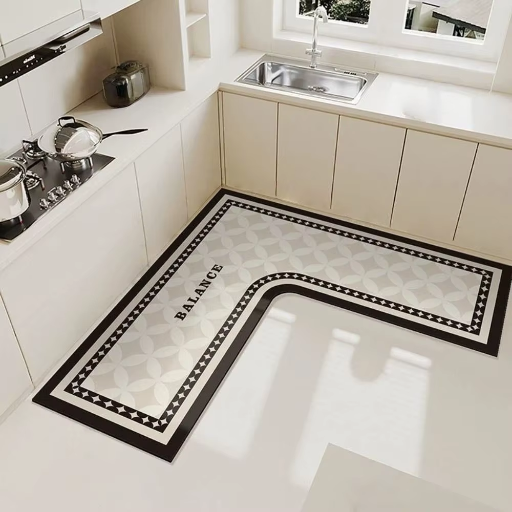 Tapis de cuisine de luxe, résistant à l'huile et aux taches, tapis en forme de L, résistant à l'usur