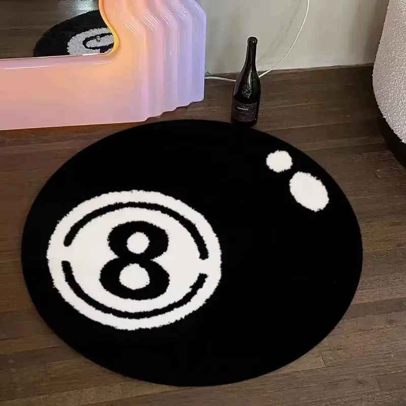 VIKAMA Creative No. Tapis de billard noir et blanc contrastant, circulaire, doux, antidérapant, pour