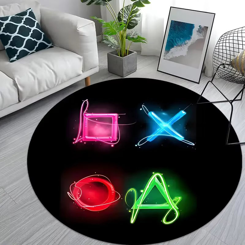 Tapis rond décontracté de jeu pour chambre de garçon, avec contrôleur, Design pour salle de jeux, dé