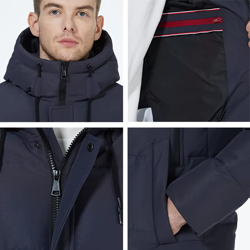 ICEbear 2023 vestes d'hiver pour hommes manteau en coton décontracté mi-long parka bouffante MWD3061