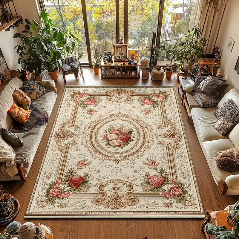 RAKKS – tapis de luxe léger Vintage à fleurs rurales, antidérapant, moderne, pour salon, chambre à c