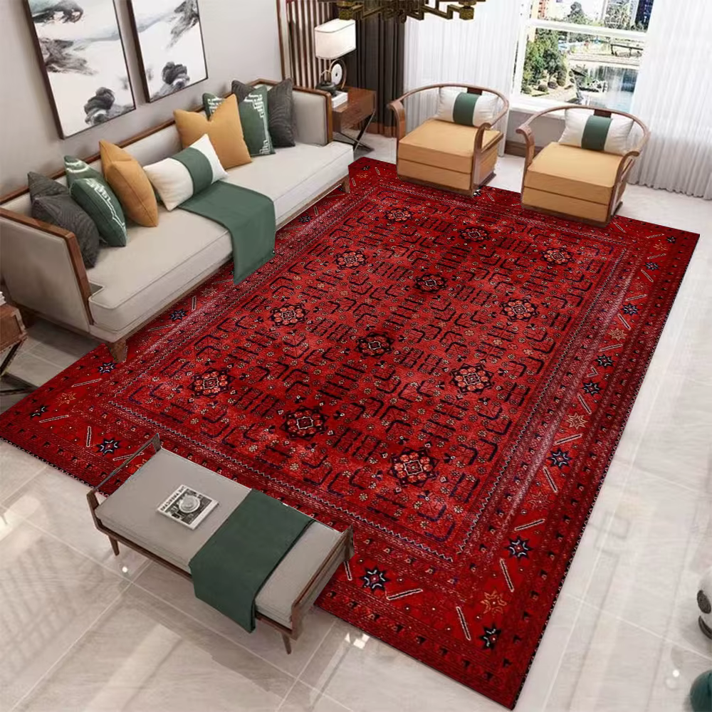 Tapis rouge oriental tapis de style vintage persan pour salon tapis rouge surdimensionné couloir cou