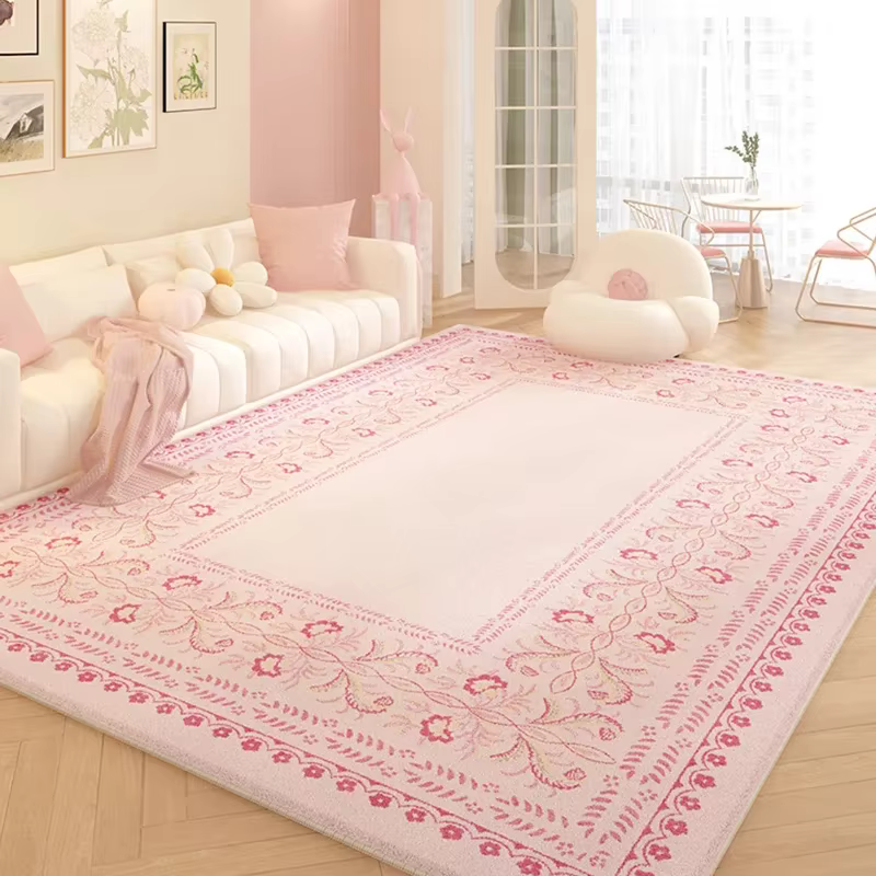 Tapis dans le salon tapis rose tapis à fleurs décoration de la maison tapis en peluche douce pour ch