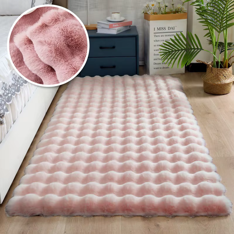 Tapis en peluche lapin, tapis de chambre à coucher doux, tapis de plusieurs tailles pour chambre à c