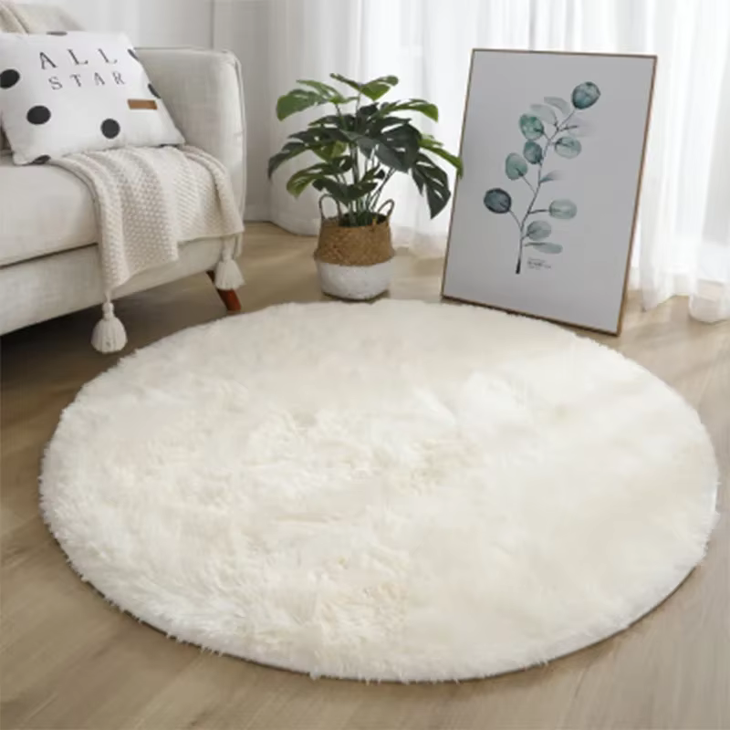 Tapis en Polymères Ronds en Peluche Super Doux, pour Salon, Décoration de Maison, Chambre d'Enfant, 