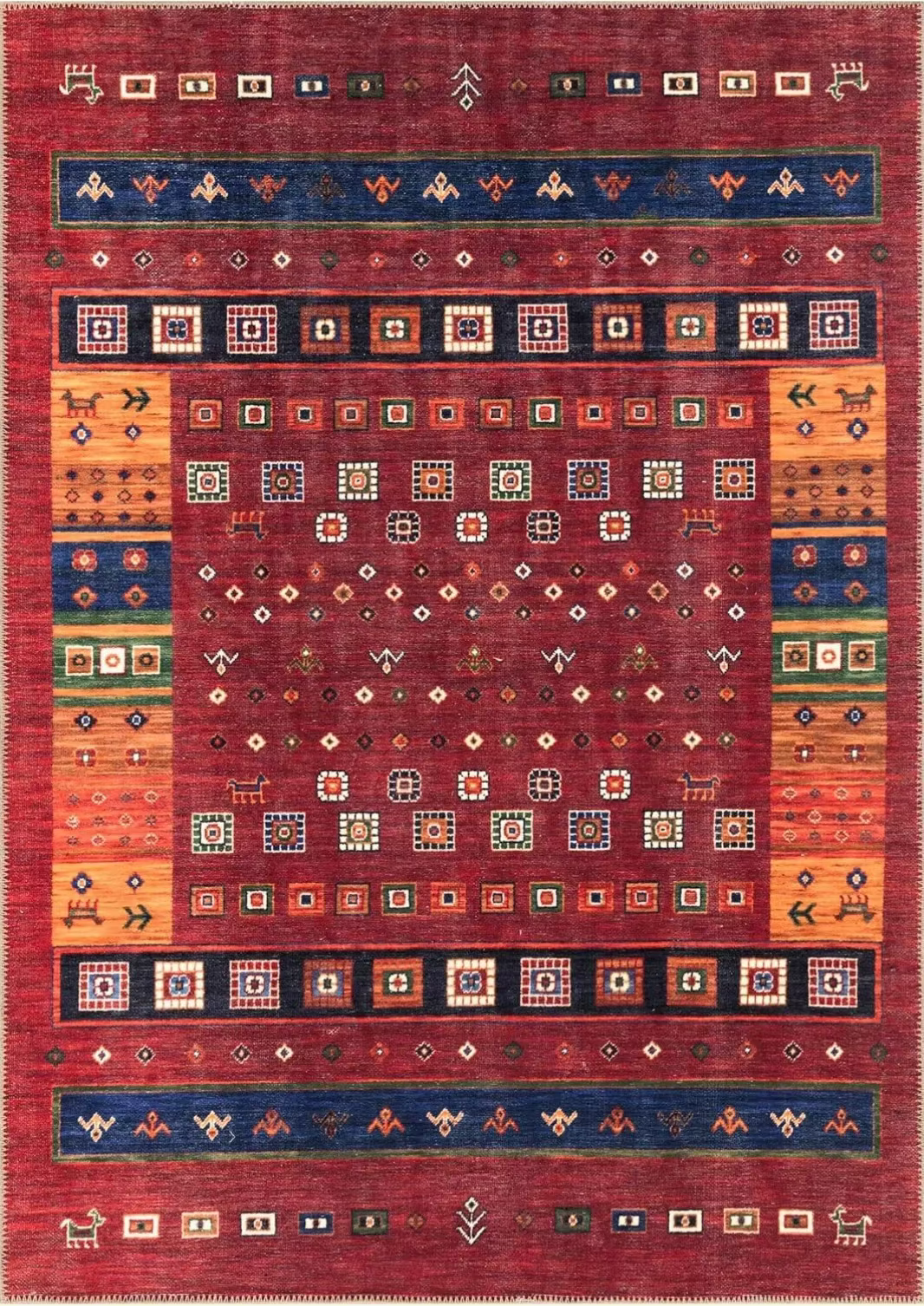 Tapis luxueux imprimé Vintage rouge, élégant, antidérapant, pour salon, chambre à coucher, décoratio